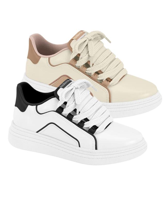 【Marchan0807】ガラダマ カラーver.＆モノクロver. Tenis Feminino Cadarço Grosso Recortes Moleca Novo 5816105 - Tênis